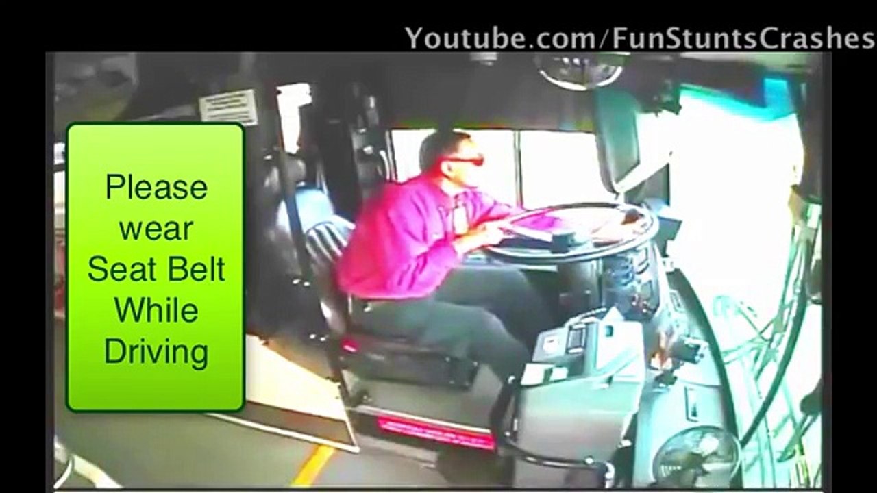 Bus Crashes Driver Without Seat Belt - Road Accidents