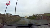 Driver has close call with minibus on wrong side of the road