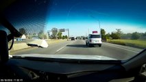 Ford Taurus hits highway barrier - Dash Cam USA Accident Car Crash