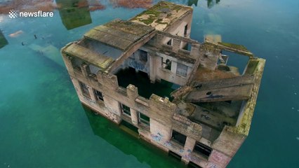 Man skates over abandoned Soviet prison buried under frozen lake