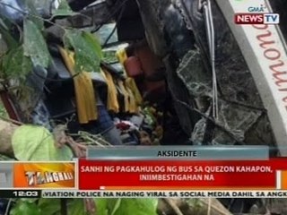 BT: Sanhi ng pagkahulog ng bus sa Quezon kahapon, iniimbestigahan na