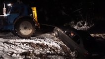 when BMW pulled from the ditch to the tractor goes wrong
