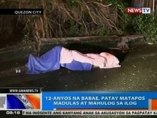 NTG: 12 anyos na babae, patay matapos madulas at mahulog sa ilog sa QC