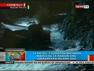 BP: 13 patay, 3 sugatan matapos mahulog sa bangin ang sinasakyan nilang AUV
