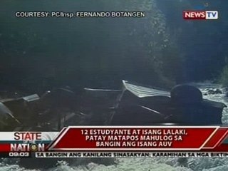 SONA: 12 estudyante at 1 lalaki, patay matapos mahulog sa bangin ang sinasakyang AUV