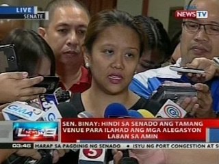 Sen. Binay: Hindi sa Senado ang tamang venue para ilahad ang mga alegasyon laban sa amin