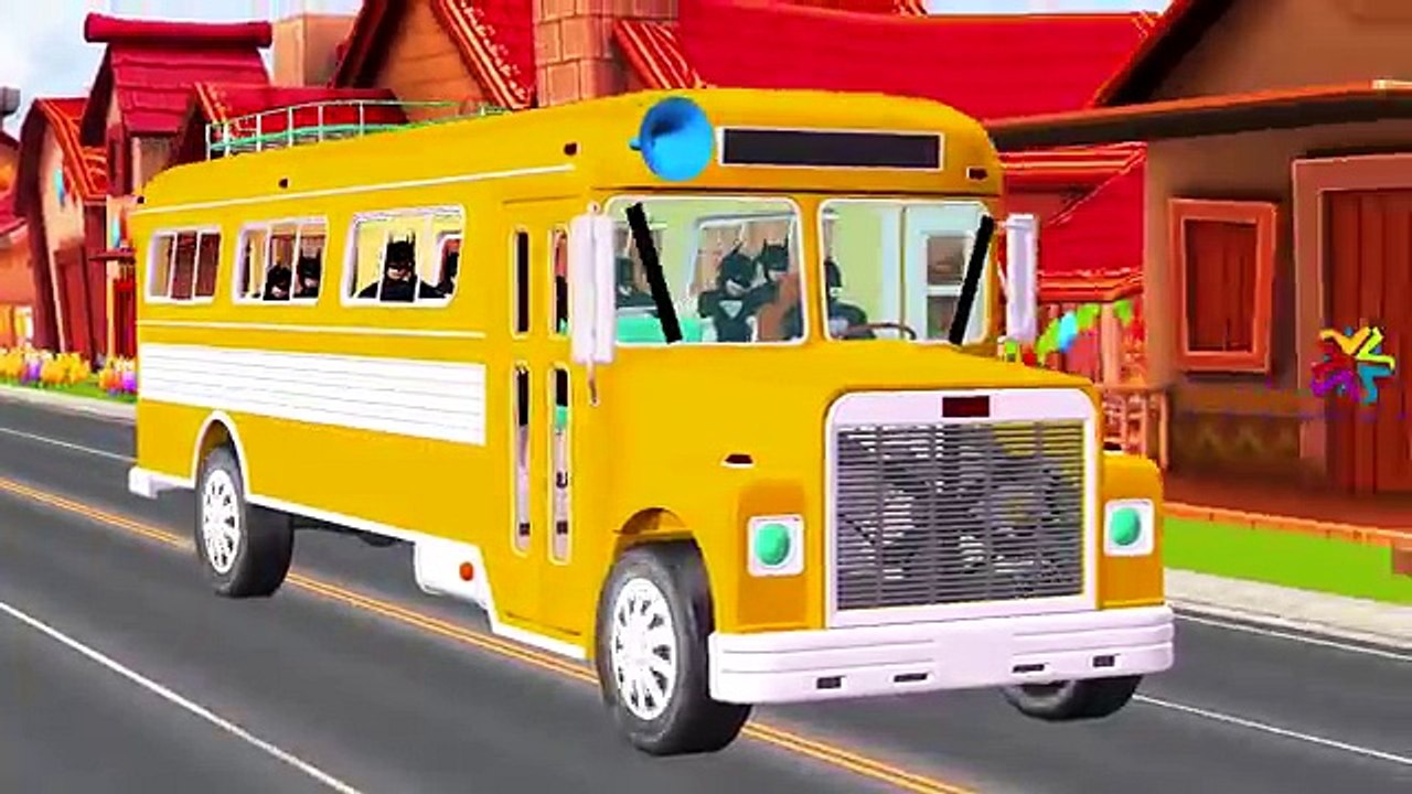 Spiderman Hulk Batman Wheels On The Bus Go Round and Round Nursery Rhymes For Children