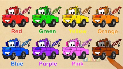 Learning Colors for Kids with Mater Disney Cars Coloring Pages - Colors for Children