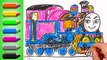 How to Draw Ashima Thomas and Friends Drawing and Coloring Lesson for Kids with Trains