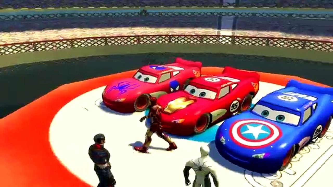 Disney Pixar Cars Lightning McQueen Iron Man & Capitain America FUN PARTY Nursery Rhymes Songs