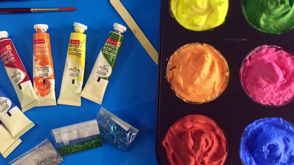 How to make Frozen Paint for kids, glitter frozen paint for toddlers, preschool children learning