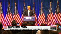 N. Korea's nuclear and missile programs on Trump's radar: White House