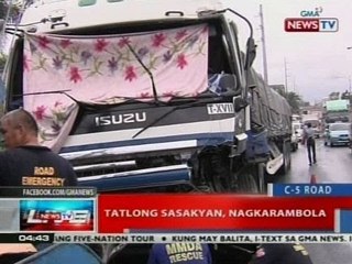 NTVL: 3 sasakyan, nagkarambola