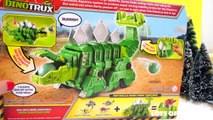 Dinotrux Garby Garbage Truck Gasses Up and Shoots Rocks! Defeats Dino and Star Wars Trooper