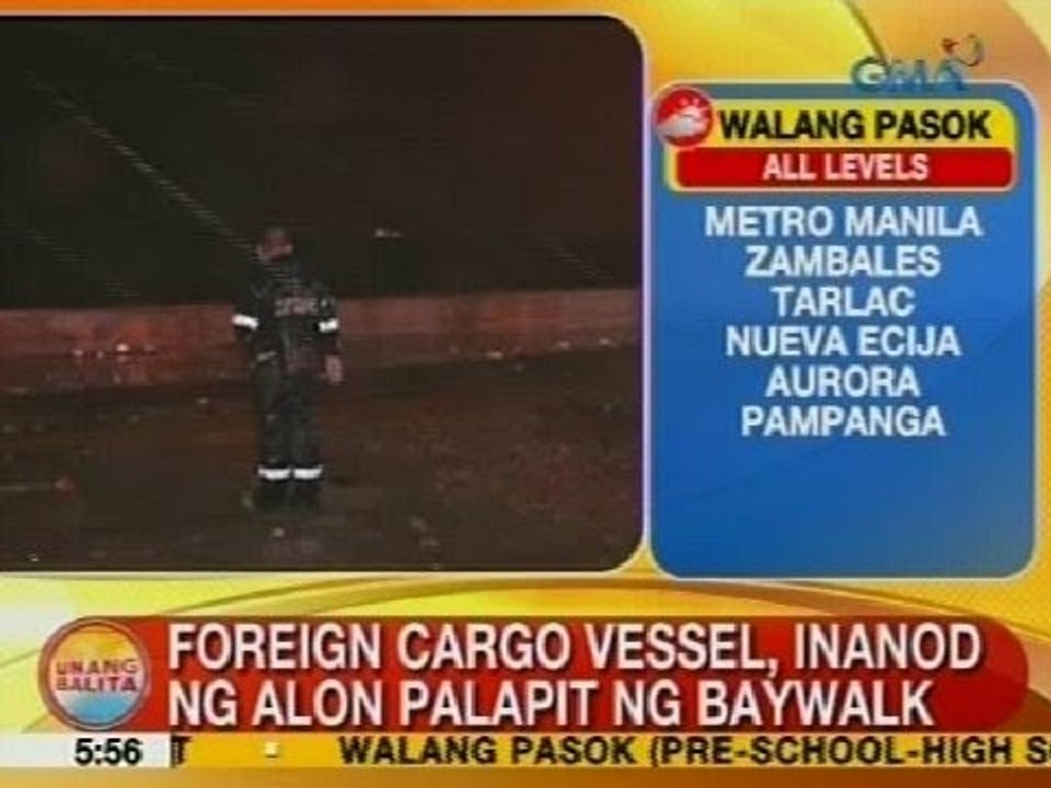 UB: Foreign cargo vessel, inanod ng alon palapit ng Baywalk