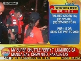 UB: MV Super Shuttle Ferry 7, lumubog sa Manila Bay; crew nito, nakaligtas