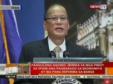 BT: PNoy, ibinida sa mga pinoy sa Spain ang pagbabago sa ekonomiya at iba pang reporma sa bansa