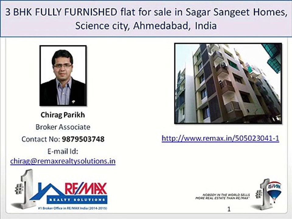 3 BHK FULLY FURNISHED flat for sale in Sagar Sangeet Homes, Science city, Ahmedabad, India