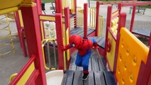 Superheroes Battle BATMAN VS SPIDERMAN Goes to Jail EGG SURPRISE Playground Family Fun Playtime Park