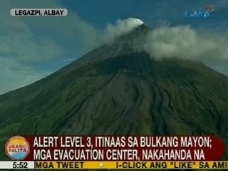 UB: Alert level 3, itinaas sa Bulkang Mayon