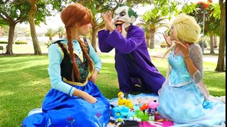 Frozen Elsa & Anna Are Kidnapped! w_ Real Spiderman, Superman vs Joker & Bad Venom[1]