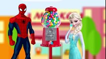 Frozen Elsa Stuck in Bubble Gum Machine - Spiderman Funny Pranks