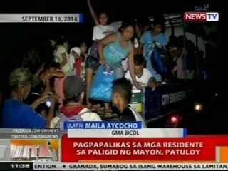 BT: Pagpapalikas sa mga residente sa paligid ng Mayon, patuloy