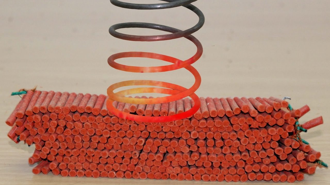 EXPERIMENT Glowing 1000 degree SPRING vs 500 FIRECRACKERS