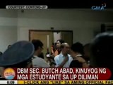 UB: DBM Sec. Butch Abad, kinuyog ng mga estudyante sa UP Diliman