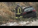 Ascoli Piceno - Neve e disagi, auto fuori strada (17.01.17)