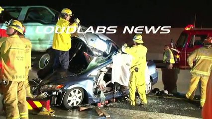 Double Fatal Freeway Crash   Monterey Park RAW FOOTAGE