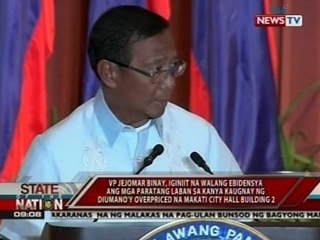 VP Binay, iginiit na walang ebidensya ang mga paratang laban sa kanya