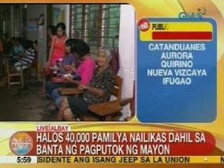 UB: Halos 40k pamilya, nailikas dahil sa banta ng pagputok ng Mayon