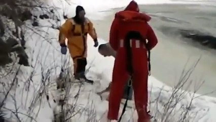 Un cane scivola nell'acqua gelida e non riesce più a muoversi. Ecco come chiede aiuto disperato