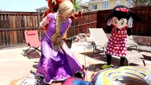 Spiderman BECOMES Venom in The POOL! w/ Princess Rapunzel Minnie & PAW Patrol Zuma in Real Life