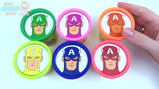 Captain America Avengers Surprises Toys Lego LEARN COLOURS Playdoh Captain America for kids video