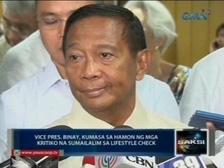 Saksi: VP Binay, handa raw sumailalim sa lifestyle check