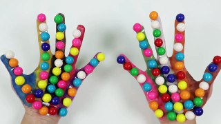 FINGER FAMILY Gumball Rainbow Colors Kids Learning Finger Painting Kids Nursery Rhymes!