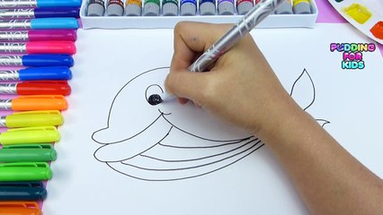 Learn Colors Whale Coloring Page Learn To Draw and Paint For Kids Children  Baby