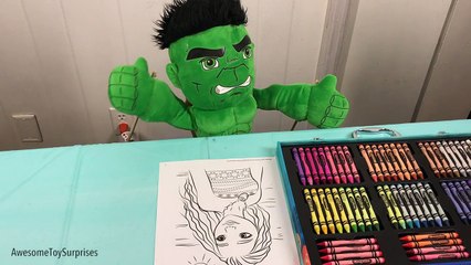 Superhero Hulk colors a Disney Moana Coloring Page with Finding Dory Art Set Fun Video for Kids
