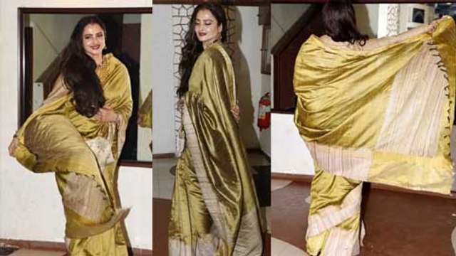Rekha Twirls In A Saree At Javed Akhtar Birthday Bash 2017