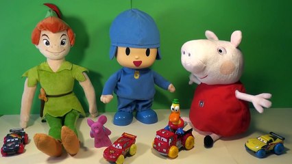 Pocoyo singing and dancing with Peppa Pig, Peter Pan and Disney Cars.