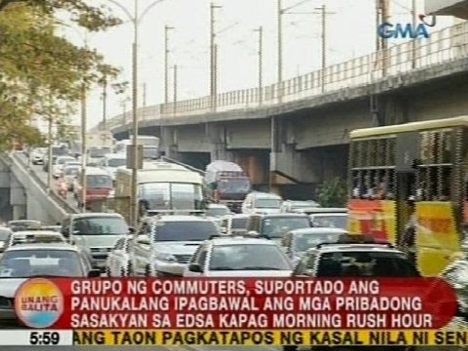Commuters group, suportado ang pagbabawal samga pribadong sasakyan sa EDSA kapag morning rush hour