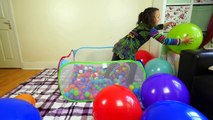 Learn Color for Toddlers in the Balloon BALL PIT Colour with SURPRISE EGGS and Balloons