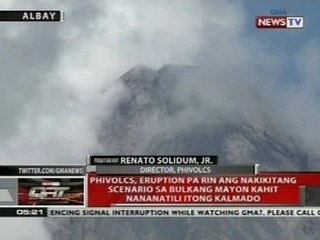 Phivolcs, eruption pa rin ang nakikitang scenario sa Bulkang Mayon kahit nananatili itong kalmado