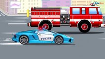 Coche de policía y Сamión de bomberos - Carritos para niños - Dibujos animados de Coches