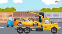 The Yellow Tow Truck rescues Cars Friends - Service Vehicles - Cars & Trucks for Kids