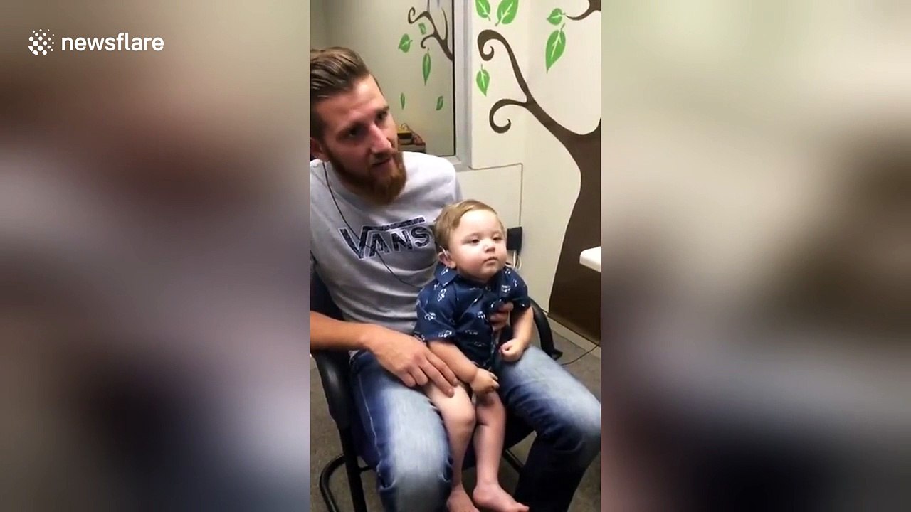 Profoundly deaf baby hears for the first time