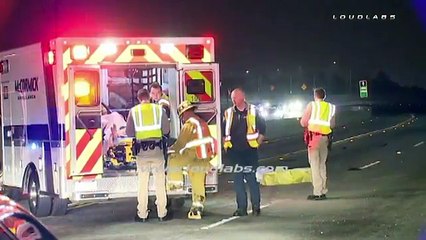 Woman Dies Pushing Out of Gas Car on Freeway   Harbor City RAW FOOTAGE