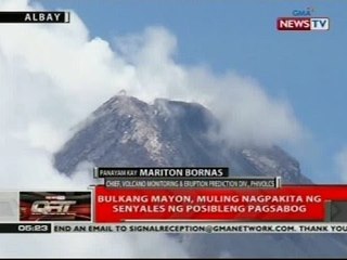 Bulkang Mayon, muling nagpakita ng senyales ng posibleng pagsabog